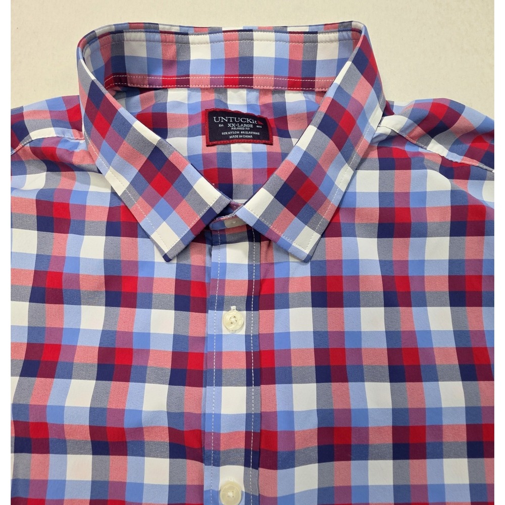 UNTUCKit Shirt Mens 2XL Plaid Nylon Stretch Relaxed‎ Fit Long Sleeve LIMITED USE